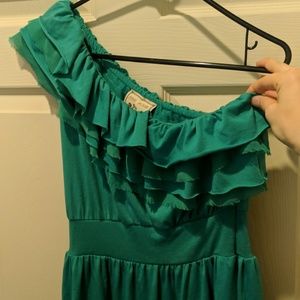 Teal one shoulder dress